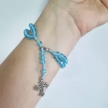 Pulseira terço azul clara Nossa Senhora Aparecida