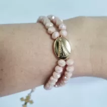 Pulseira terço salmão Nossa Senhora Aparecida