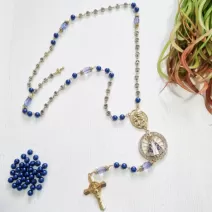 Terço Luxo Azul Personalizado Nossa Senhora Aparecida