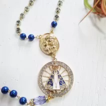 Terço Luxo Azul Personalizado Nossa Senhora Aparecida